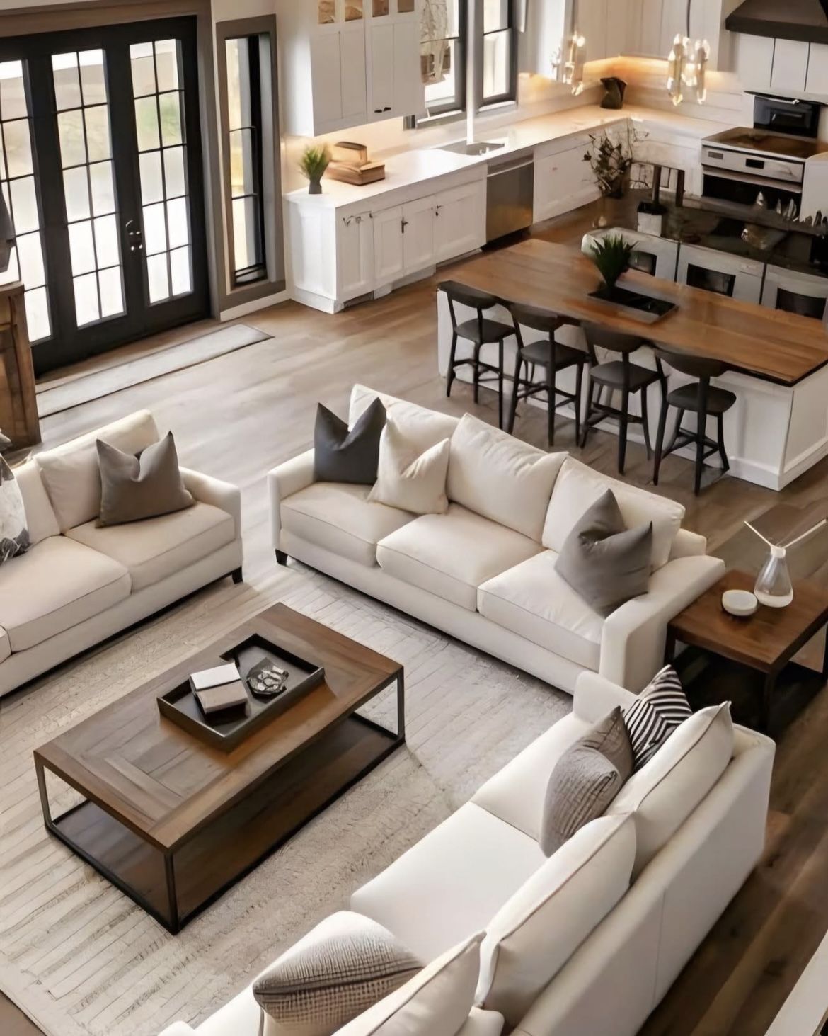 Open living and kitchen plan
